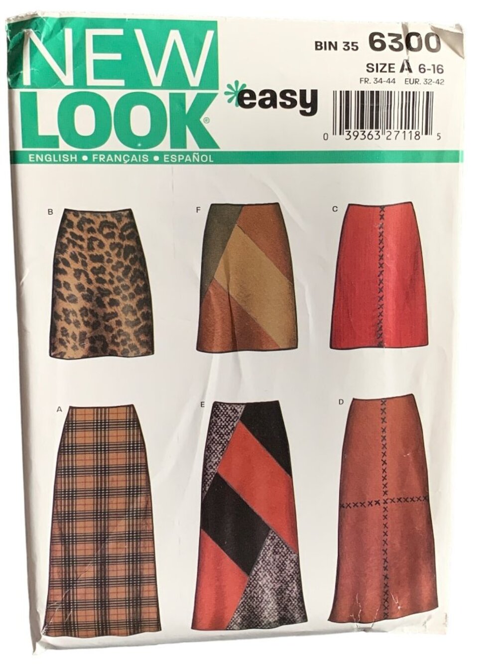 New Look Easy Sewing Pattern 6300 Womens Skirt Size 6-8-10-12-14-16 Uncut